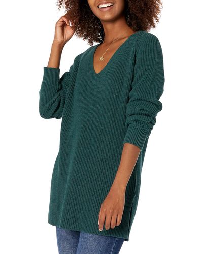 Goodthreads Cotton Shaker Stitch Deep V-neck Sweater - Green