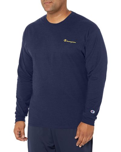 Champion T, Classic Jersey Long-sleeve Tee Shirt For , Graphic, Athletic Navy-586mta, Large - Blue