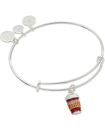 ALEX AND ANI Pumpkin Spice To Go Cup Expandable Wire Bangle Bracelet - White