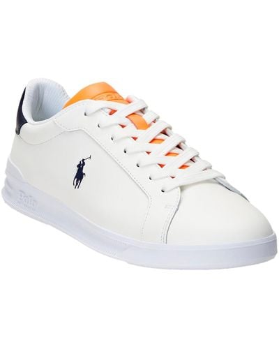 Polo Ralph Lauren Heritage Court Ii Leather Sneaker White/navy/orange