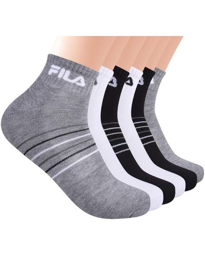 Fila Mens Striped Half Cushion Quarter Socks - Gray