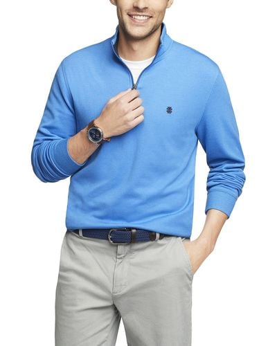 Izod Fit Advantage Performance Quarter Zip Fleece Pullover Sweatshirt - Blue