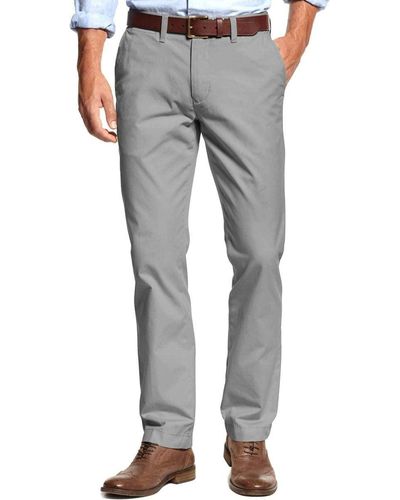 Tommy Hilfiger Mens Big And Tall Classic Fit Stretch Chino Casual Pants - Gray