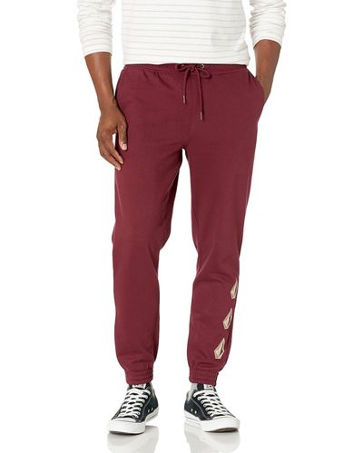 Volcom Blaquedout Relaxed Fit Fleece Sweatpant - Red