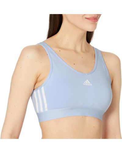 adidas Essentials 3-stripes Crop Top With Removable Pads - Blue