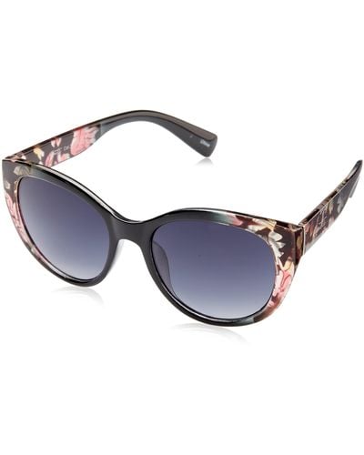 Nanette Lepore Nn262 Bold Floral Uv Protective Cat Eye Sunglasses. Fashionable Gifts For Her - Blue