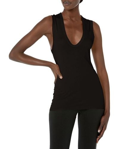 Enza Costa Silk-blend Rib Halter Tank Top In Black