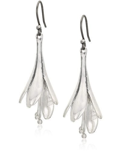 Lucky Brand Silver Tulip Drop Earrings - White