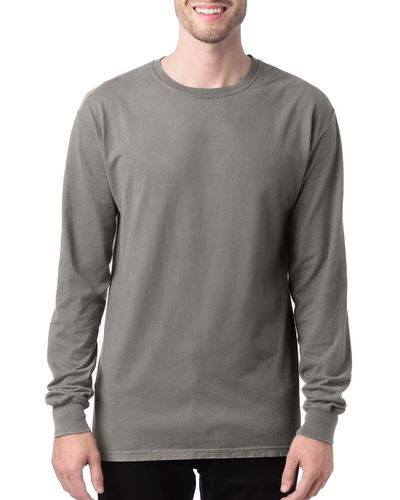 Hanes Originals Long Sleeve Garment Dyed T-shirt - Gray