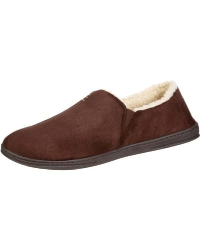 Isotoner Recycled Microsuede Nigel Eco Slippers With Advanced Memory Foam And Berber Lining - Brown