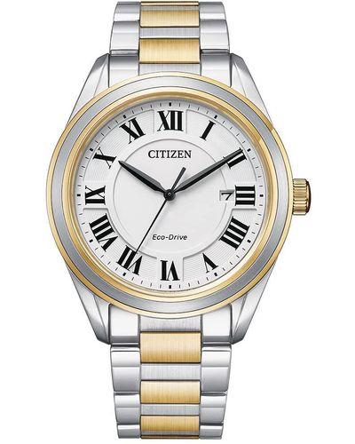 Citizen Eco-drive Classic Arezzo Stainless Steel Watch With 3-hand Date - Metallic