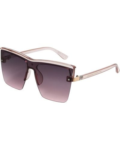 French Connection Semi Rimless Shield Sunglasses - Purple