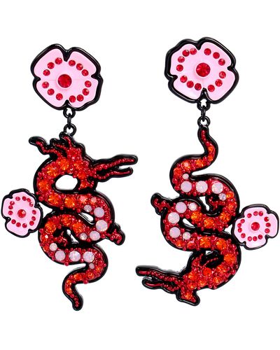 Betsey Johnson S Dragon Drop Earrings - Red