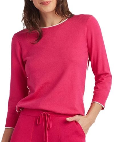 Ellen Tracy Crew Neck Sweater - Pink