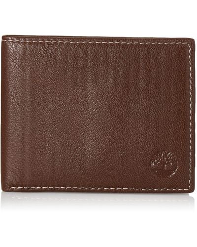 Timberland Lederen portemonnee met opgestikte klaptas Reisezubeh r Faltbare Brieftasche - Braun