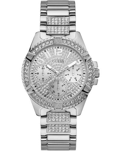 Guess Stainless Steel Crystal Watch With Day - Gray