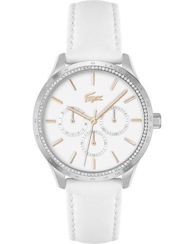 Lacoste Orologio analogico multifunzione al quarzo da donna con cinturino in pelle Bianco - 2001291