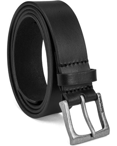 Timberland Big And Tall Classic Leather Jean Belt 1.4 Inches Wide - Black