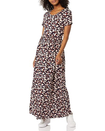 Amazon Essentials Short-sleeved Waisted Maxi Dress - Multicolour