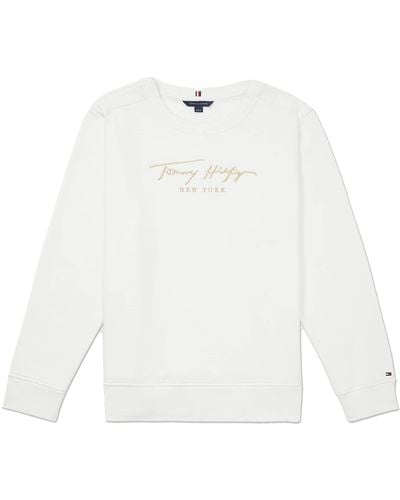Tommy Hilfiger Adaptive Signature Sweatshirt With Magnetic Closure - White
