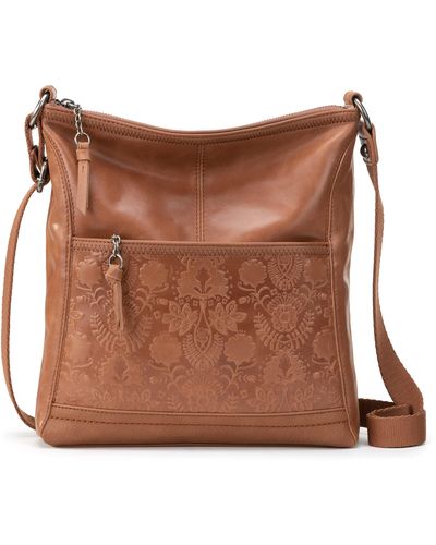 The Sak S Iris Crossbody In Leather Casual Purse With Adjustable Strap Zipper Pockets - Brown