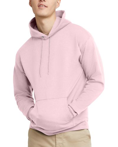 Hanes Mens Pullover Ecosmart Hooded Sweatshirt Hoody - Pink
