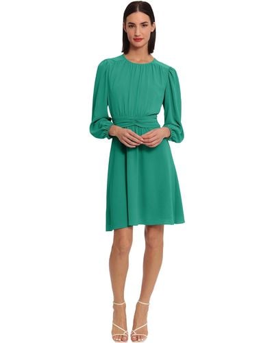 Donna Morgan Long Sleeve Twist Waist Dress - Green