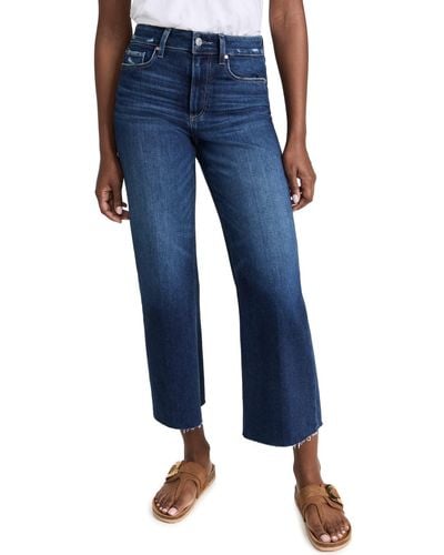 PAIGE Anessa Jeans With Raw Hem - Blue