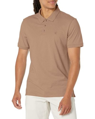 Calvin Klein Smooth Cotton Monogram Logo Polo Shirt - Natural