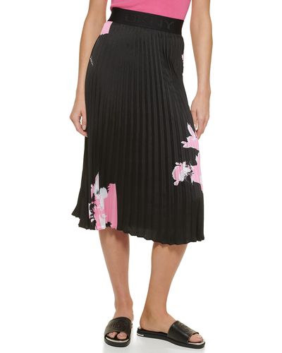 DKNY Logo Waistband Easy Printed Sportswear Skirt - Black