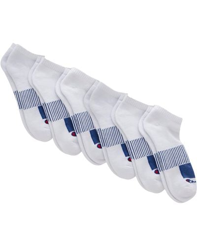 Champion , Performance No Show Socks, 6-pack, White-6 Pack, 12-14 - Blue