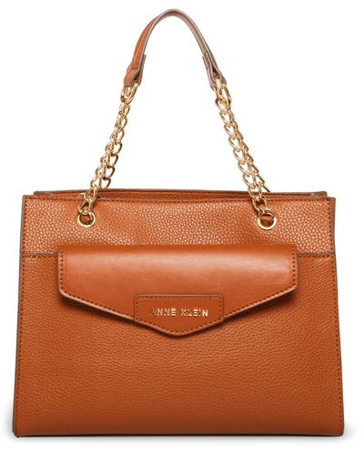 Anne Klein 2 For 1 Satchel With Detachable Pouch - Brown