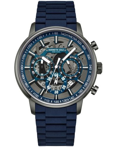 Kenneth Cole 44mm Chronograph Watch With Anti-glare Dial - Blue