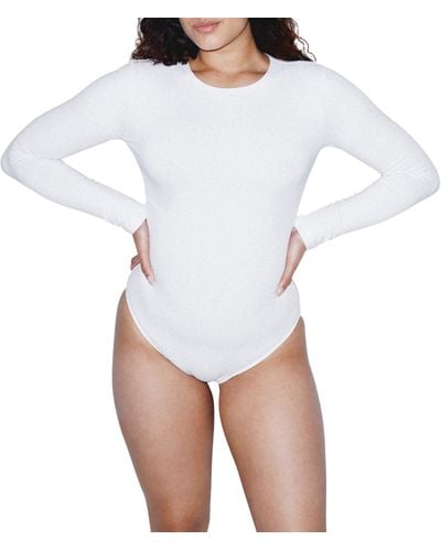 American Apparel Cotton Spandex Long Sleeve Bodysuit - White