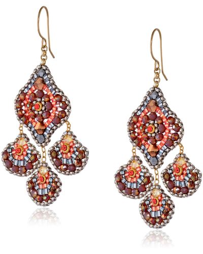 Miguel Ases Soft Pink Pyrite And Swarovski Chandelier Drop Earrings - Multicolor