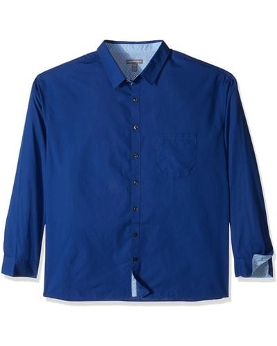 Geoffrey Beene Big & Tall Big Easy Care Long Sleeve Button Down Shirt - Blue
