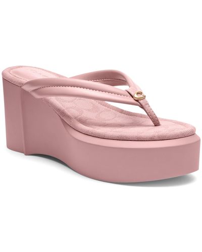 COACH Franki Flip-flops In Signature Jacquard - Pink