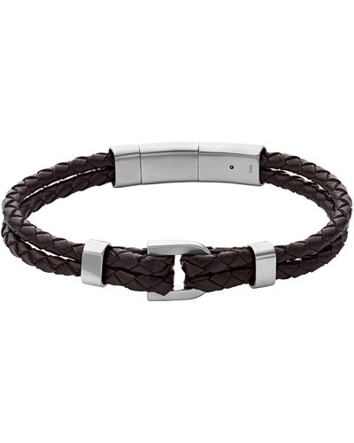 Fossil Heritage D Link Leather Bracelet - Brown