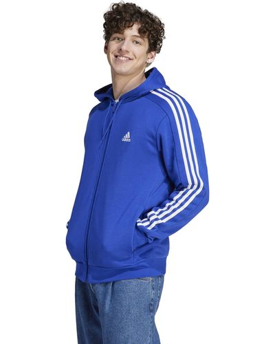 adidas Essentials Fleece 3-stripes Full-zip Hoodie - Blue