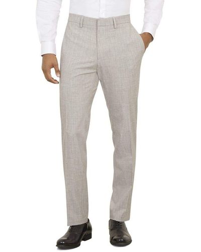 Kenneth Cole Stretch Flannel Slim Fit Flat Front Dress Pants - Gray
