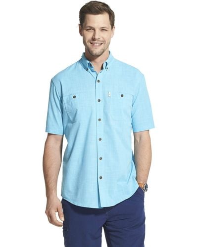 G.H. Bass & Co. Solid Crosshatch Short Sleeve Shirt Shirt - Blue