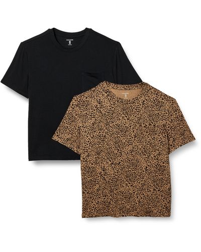 Amazon Essentials Kurzärmeliges Rundhals-T-Shirt aus Jersey mit Tasche - Mehrfarbig