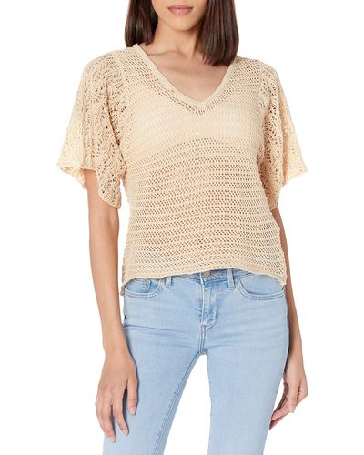 Kendall + Kylie Kendall + Kylie V Neck Flare Sleeve Top - Blue
