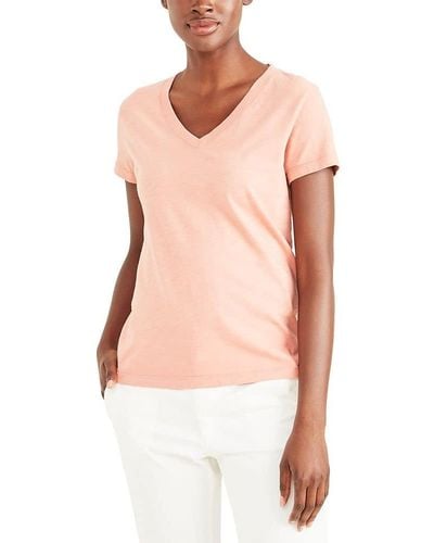 Dockers Slim Fit Short Sleeve Favorite V-neck Tee Shirt, - Pink