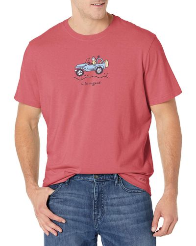 Life Is Good. Vintage Crusher Graphic T-shirt Off-road Jake - Red