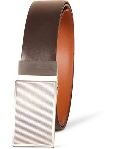 Amazon Essentials Leather Reversible Plaque Dress Belt - Brown