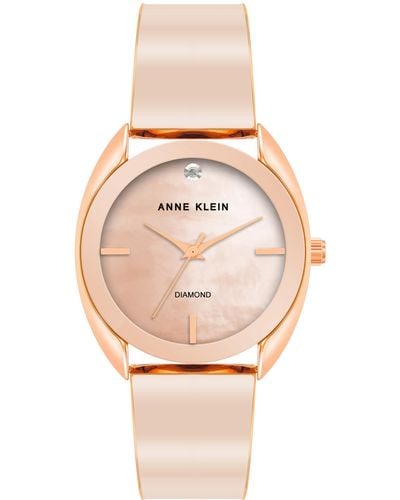 Anne Klein Genuine Diamond Dial Bangle Watch - Pink