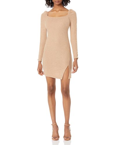 Kendall + Kylie Kendall + Kylie Ruched Dress With Slit - Natural