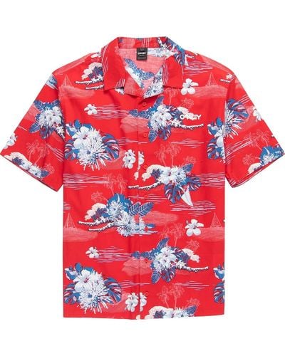Oakley Tropic Bloom Ss Button Shirt - Red