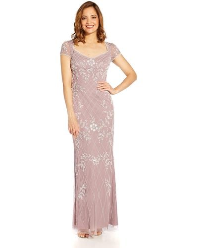 Adrianna Papell Beaded Long Gown - White